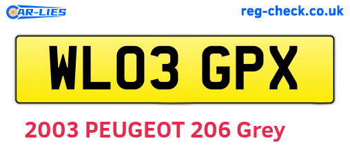 WL03GPX are the vehicle registration plates.