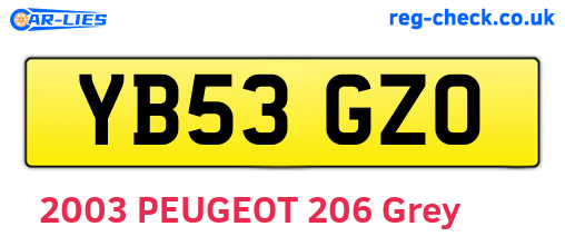 YB53GZO are the vehicle registration plates.