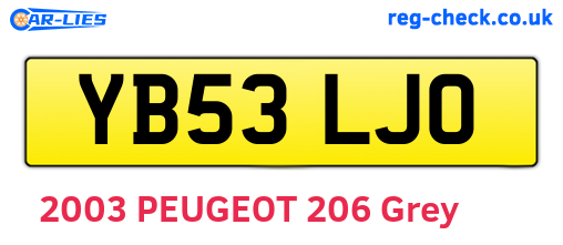 YB53LJO are the vehicle registration plates.