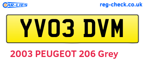 YV03DVM are the vehicle registration plates.