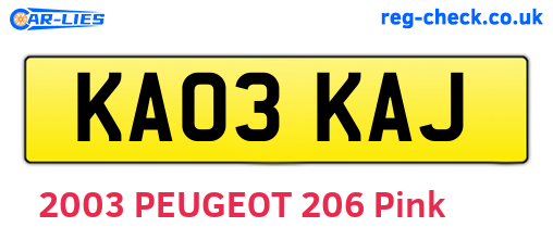 KA03KAJ are the vehicle registration plates.