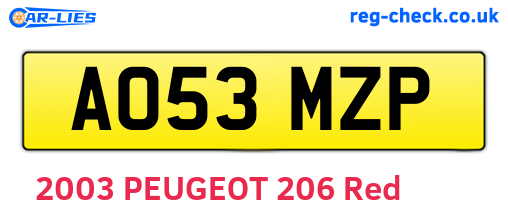 AO53MZP are the vehicle registration plates.