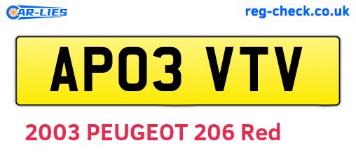 AP03VTV are the vehicle registration plates.