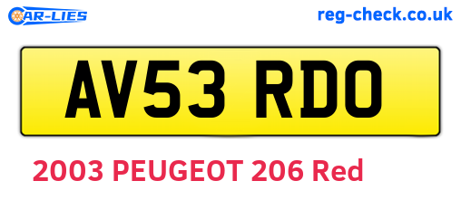 AV53RDO are the vehicle registration plates.