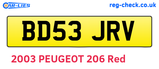 BD53JRV are the vehicle registration plates.