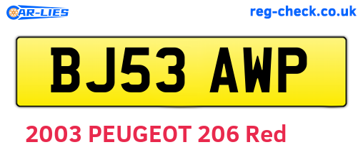 BJ53AWP are the vehicle registration plates.