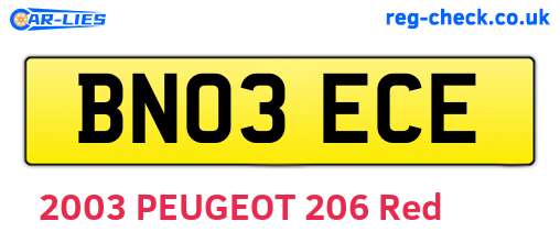 BN03ECE are the vehicle registration plates.