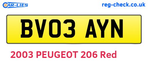 BV03AYN are the vehicle registration plates.