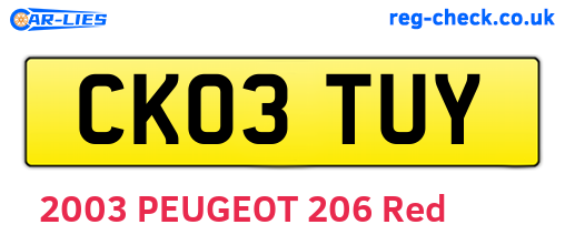 CK03TUY are the vehicle registration plates.