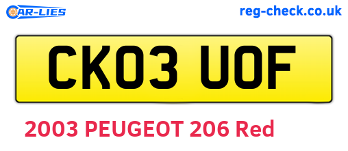 CK03UOF are the vehicle registration plates.
