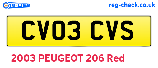 CV03CVS are the vehicle registration plates.