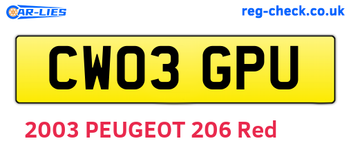 CW03GPU are the vehicle registration plates.