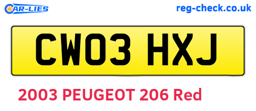 CW03HXJ are the vehicle registration plates.