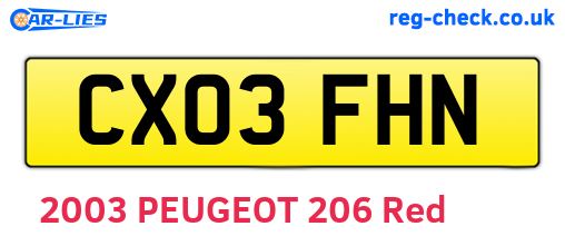 CX03FHN are the vehicle registration plates.