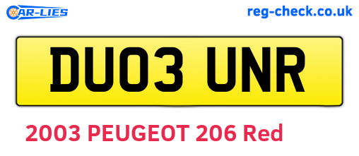 DU03UNR are the vehicle registration plates.
