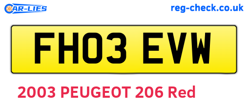 FH03EVW are the vehicle registration plates.