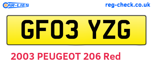 GF03YZG are the vehicle registration plates.