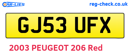 GJ53UFX are the vehicle registration plates.