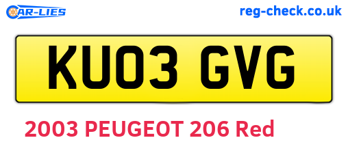 KU03GVG are the vehicle registration plates.