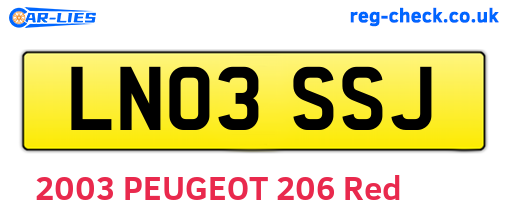 LN03SSJ are the vehicle registration plates.