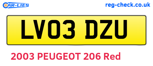 LV03DZU are the vehicle registration plates.