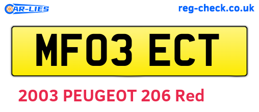MF03ECT are the vehicle registration plates.