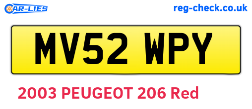MV52WPY are the vehicle registration plates.