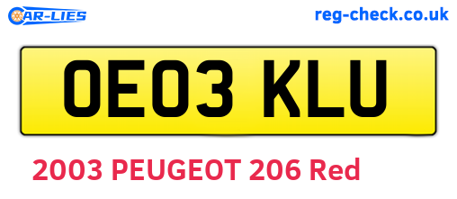 OE03KLU are the vehicle registration plates.