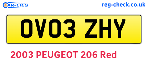 OV03ZHY are the vehicle registration plates.