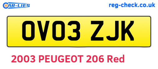 OV03ZJK are the vehicle registration plates.
