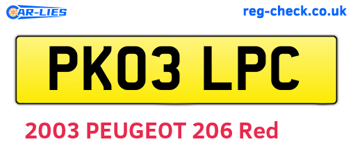 PK03LPC are the vehicle registration plates.
