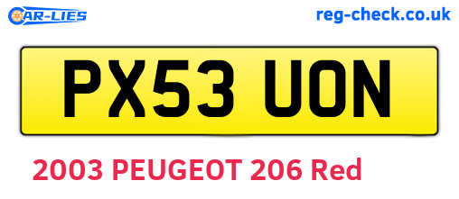 PX53UON are the vehicle registration plates.