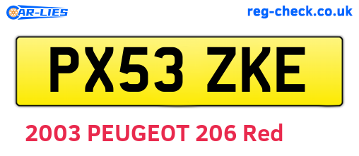 PX53ZKE are the vehicle registration plates.