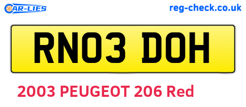 RN03DOH are the vehicle registration plates.
