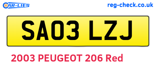 SA03LZJ are the vehicle registration plates.