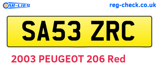 SA53ZRC are the vehicle registration plates.