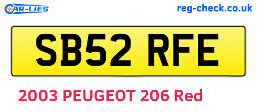 SB52RFE are the vehicle registration plates.