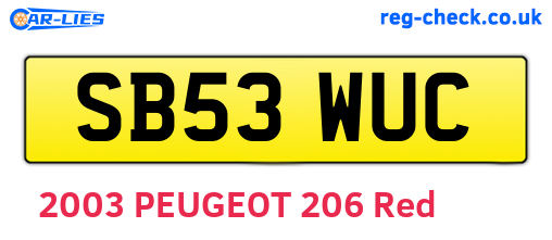 SB53WUC are the vehicle registration plates.