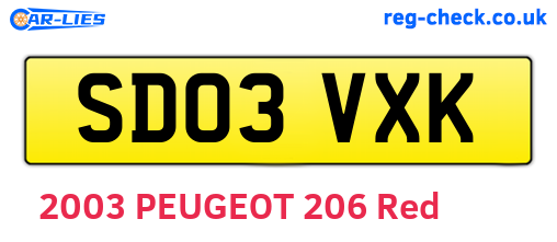SD03VXK are the vehicle registration plates.