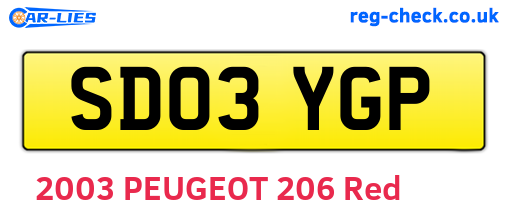 SD03YGP are the vehicle registration plates.