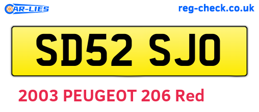 SD52SJO are the vehicle registration plates.