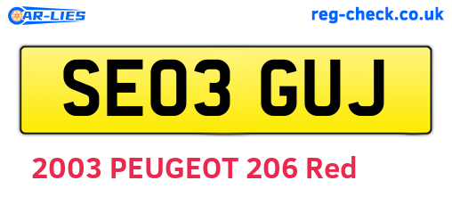 SE03GUJ are the vehicle registration plates.