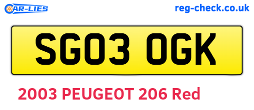 SG03OGK are the vehicle registration plates.