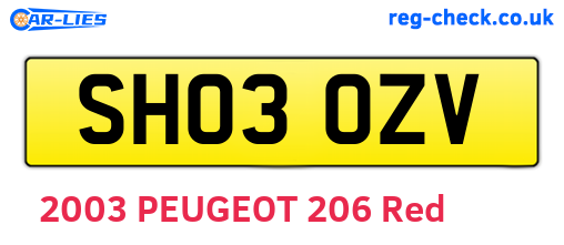 SH03OZV are the vehicle registration plates.