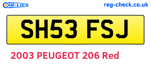 SH53FSJ are the vehicle registration plates.