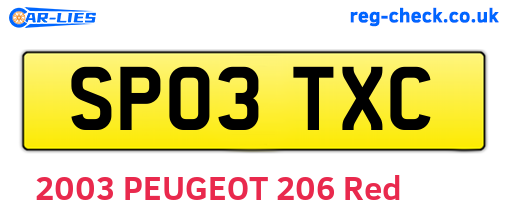 SP03TXC are the vehicle registration plates.