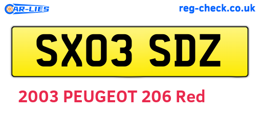 SX03SDZ are the vehicle registration plates.