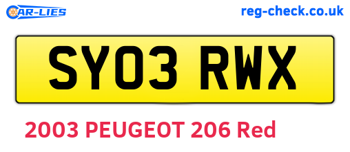 SY03RWX are the vehicle registration plates.