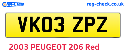 VK03ZPZ are the vehicle registration plates.