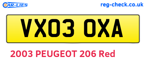 VX03OXA are the vehicle registration plates.